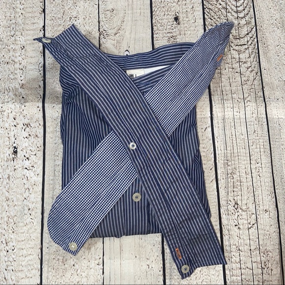 Piectrum XL LS button down blue white pinstripe w/2 collar, neck 17-17 1/2 - Picture 8 of 9